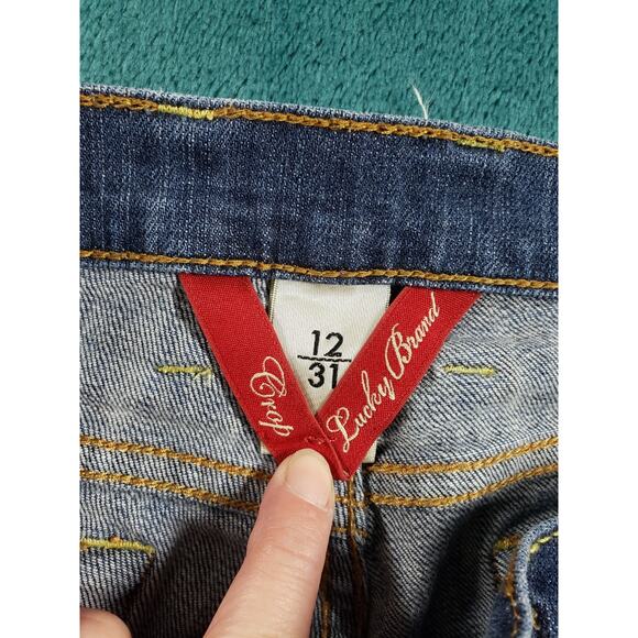Lucky Brand Jeans Size 12 Womens Blue Stretch Pants Medium Wash Mid Rise Cropped - Picture 3 of 13